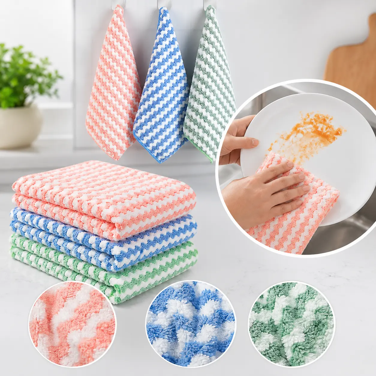 10 Counts Microfiber Cleaning Cloth per Pack. Mixed 3 Colors per Pack. Each package contains three colors 【Back to School】 - MM2
