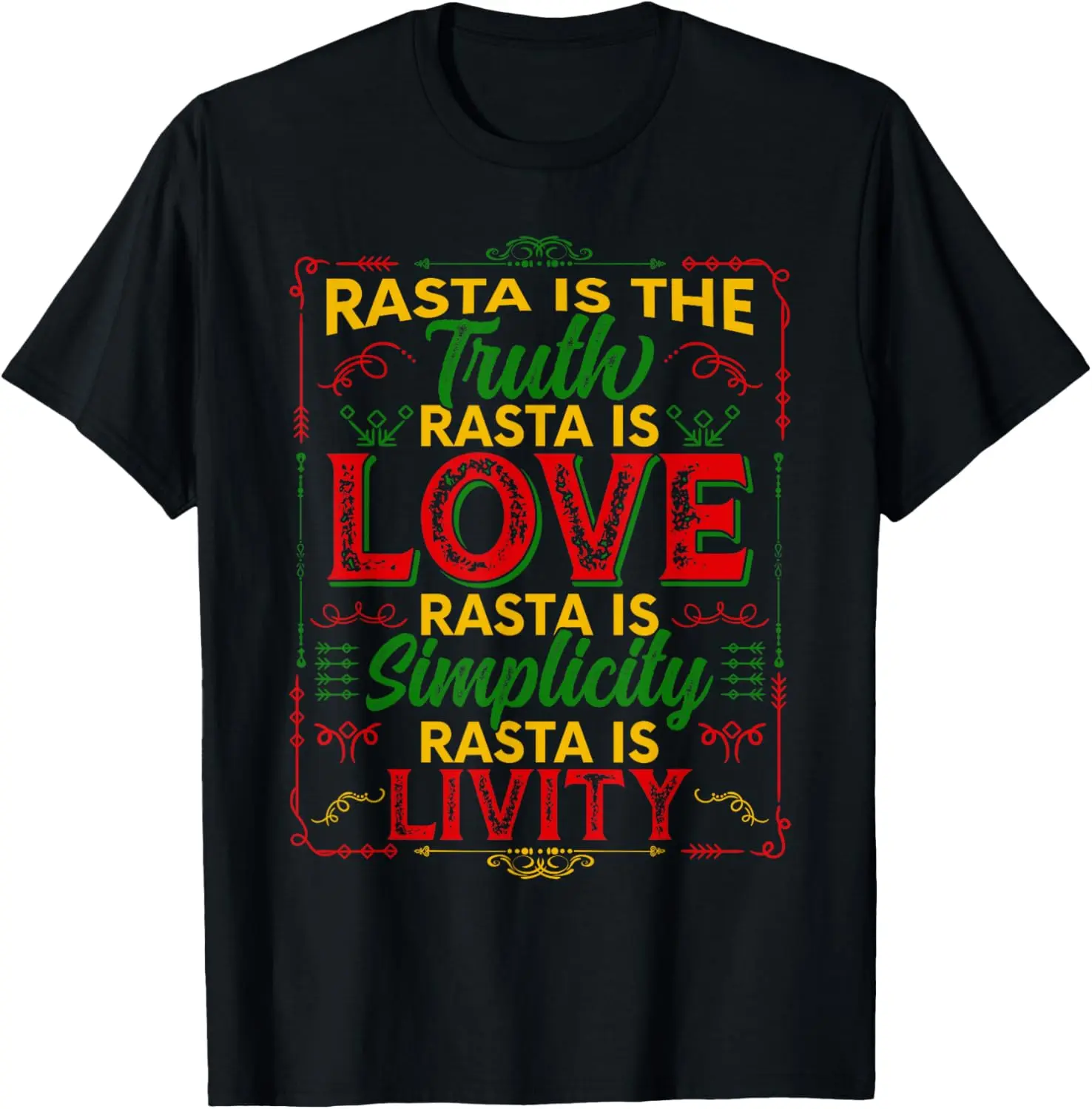 100% Cotton Rasta Is The Truth Rasta Is Love Rasta T-Shirt