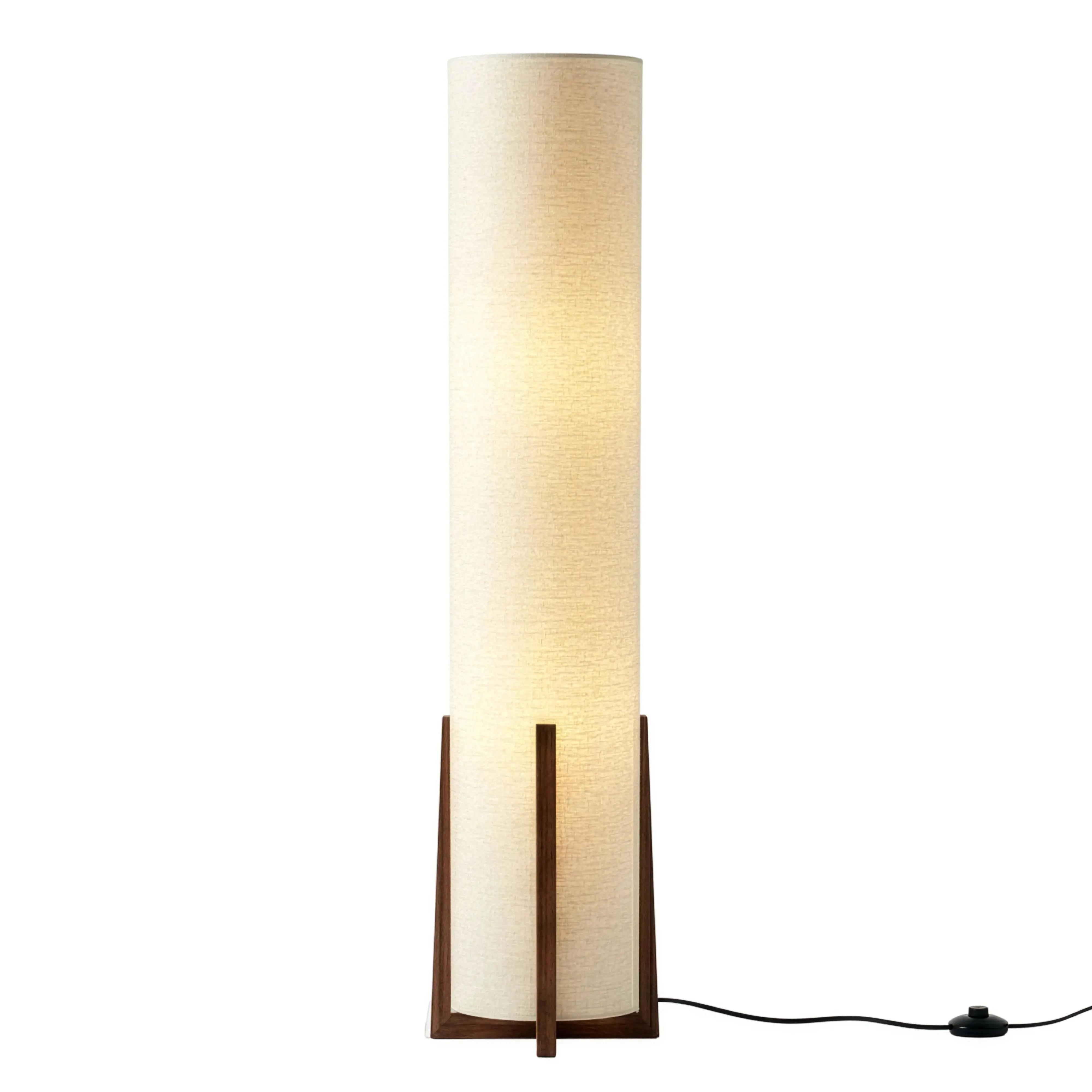 Brightech Parker Linen Paper Cylinder Lamp - 48 in Tall Contemporary Wood-Frame Indoor 9.5w Ambient Accent Lighting Lamp with Asian Design, AC Power Supply, Home Decor for Bedroom (Includes Base & Shade)