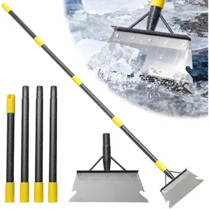 Garden Flat Shovel,60" Ice Scraper,Snow Shovel for Driveway, Stainless Steel Multifunctional Cleaning Shovels  Floor Scraper for Outdoor Walkway  Snow Ice Weeds Moss Removal