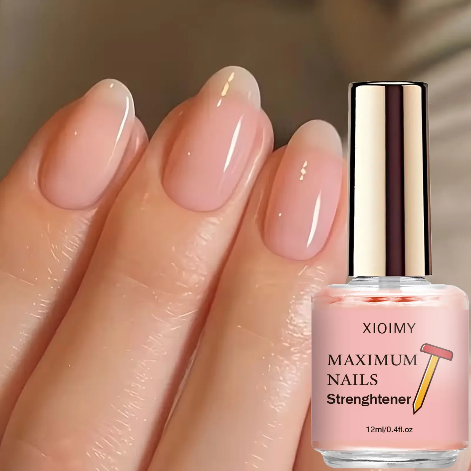 12ML Keratin Nail Strengthener, Nail Care, Helps Relieve Fragile Nails, Long-Lasting Shine, Smooth Application, Natural Jelly Color, Nutritious Healthy Nails, Nail Care Product