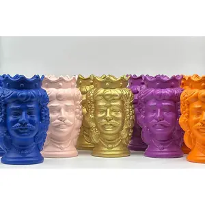 Heads of Moor Kalat Fruit Ceramic Caltagirone cm H.26 L.16 Artisan Matt White