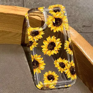 Sunflower Pattern Clear Phone Case, Creative Soft Phone Protective Cover, Phone Accessories Compatible with iPhone 11 12 13 14 15 Pro Max, Casing