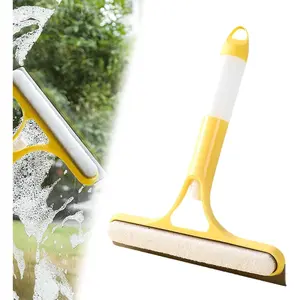 3 in 1 Window Cleaning Scraper, 2025 New Window Squeegee with Spray 3 in 1 Spray Function for Glass Doors, Upgrade All Purpose Window Cleaner Tool for Car, Home, Kitchen Window (Yellow)