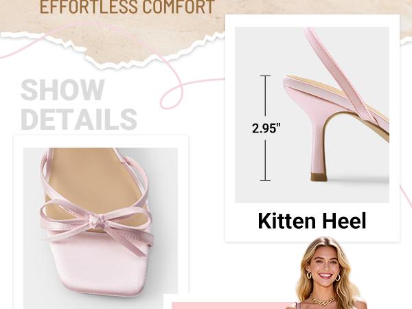 Dream Pairs Women's Bow-Knot Kitten Heels Square Open-Toe Strappy Heeled Sandals, Cushion Insole, Anti-Slip Sole, Romantic Party-Wedding Elegance