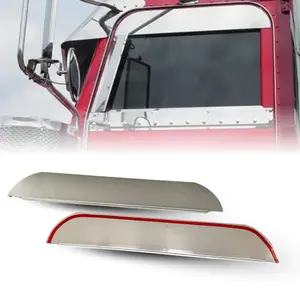 TORQUE Stainless Steel 5-Inch Drop Windows Chop Top Set for Peterbilt Legacy Style Trucks 2005-2020 Semi Trucks, Mirror Finish - Pair (TR3065)