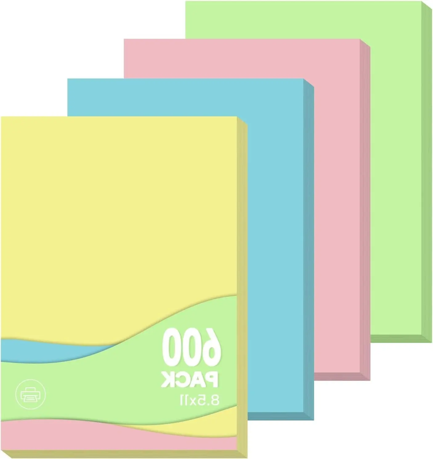 Colored Copy Paper 8.5x11 Inches, 600 Sheets Letter Size Pastel Assorted Colors Printer Paper for Printing, Arts & Crafts, School Projects and Office Use