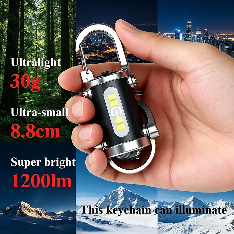 Multifunctional Mini Keychain Flashlight, USB Rechargeable Waterproof LED Pocket Torch with Clip-on Design, 3 Lighting Modes (High Brightness / Low Brightness / Strobe), Rugged Emergency Flashlight for Camping, Outdoor Activities & Household Emergency Use