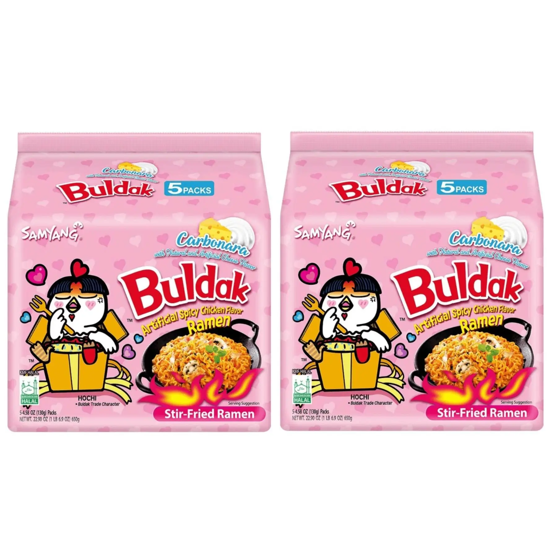 Samyang Buldak Carbonara Hot Chicken Flavor Ramen Noodles, 10-Pack Buldak Ramen Noodles, Carbonara Buldak Ramen