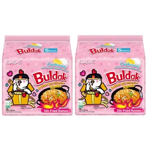 Samyang Buldak Carbonara Hot Chicken Flavor Ramen Noodles, 10-Pack Buldak Ramen Noodles, Carbonara Buldak Ramen