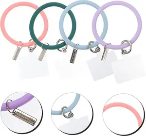 Phone Charm Bangle Bracelet - Detachable Wristlet Keychain for Women - Hands-Free iPhone Wrist Strap with Tether Tab - Key Ring Bracelet for Galaxy, Pixel and Phone Cases