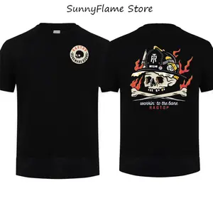 Ragtop Firefighter "Workin' to the Bone" Skull T-Shirt, Tactical Fire Dept Hero Apparel, Gift for Men Top, Gift Father's Day