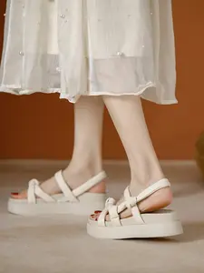 Women's Chunky Heel Sandals, Waterproof Platform High Heels, Two-Layer Thick Sole, Open Toe, Fashionable Outdoor Shoes