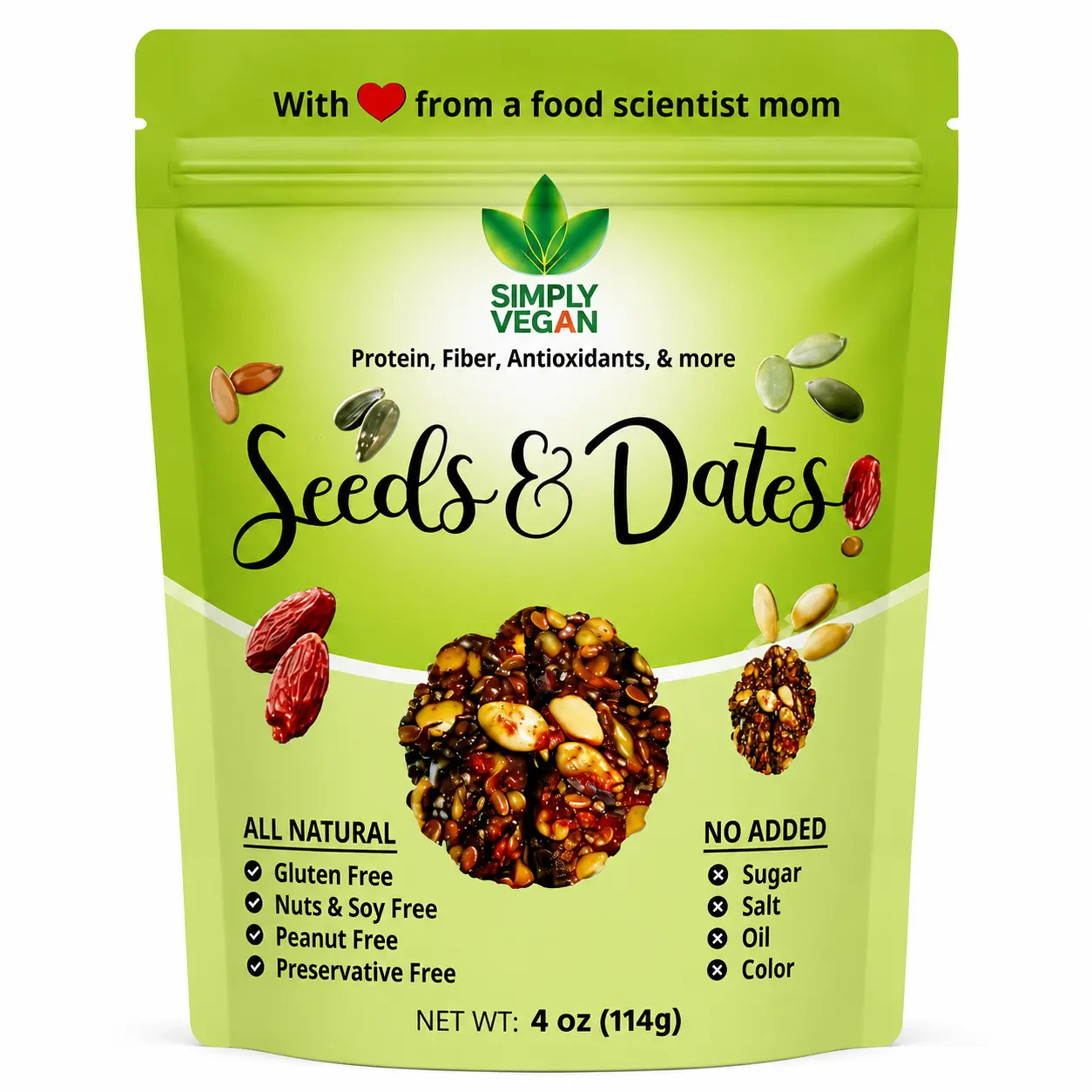 Seeds & Dates Snack Bites Date & Seed Snack  No Added Sugar  Fiber from whole foods  100 Calories Per serving