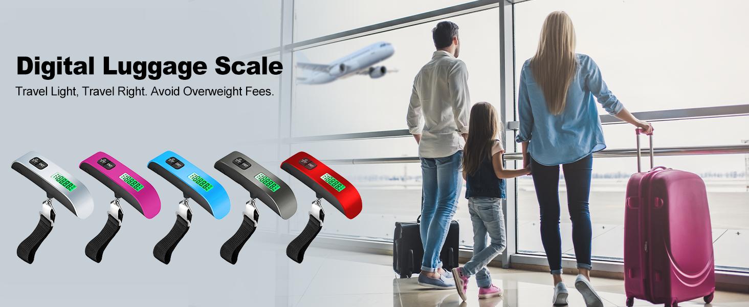 Digital Hanging Luggage Scale with Backlit for Travel, Portable Handheld Suitcase Weight Scale with Hook, 110 Pounds