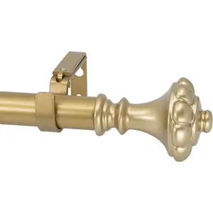 Meriville 1" Diameter Telescoping Single Window Treatment Curtain Rod, Chateau Urn Finials