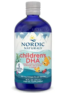 Nordic Naturals Children’s DHA, Strawberry - 16 oz for Kids - 530 mg Omega-3 with EPA & DHA - Brain Development & Function - Non-GMO - 192 Servings