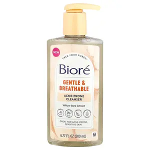 Biore Gentle & Breathable Acne-Prone Cleanser, Fragrance Free, 6.77 fl oz (200 ml)