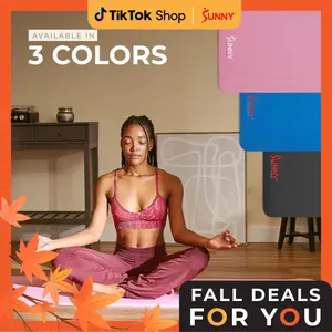 Sunny Health & Fitness 0.5" (1/2") Thick Yoga Mat, Home Gym Workout Fitness, 74" x 24", Lightweight Portable Travel Roll-Up, Non-Slip Textured Cushion, Durable Tear-Resistant, Sweat/Water-Resistant, For Yoga Pilates Stretching & Meditation Indoor/Outdoor
