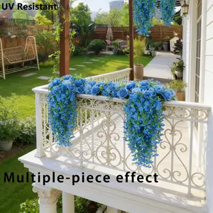 Large Outdoor Blue Artificial Trumpet Hanging Flowers, Realistic UV-Resistant Faux Blooms, Maintenance-Free Decor for Home, Garden, Patio & Deck,artificial flowers,fade resistant fake flowers,weatherproof,no maintenance,long-lasting,hanging plant decor
