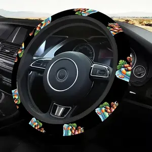 1pc 1.6 x 15 inch Highland cattle Pattern car steering wheel cover, non-slip and comfortable, car interior accessory, Car accessories, no inner ring, easy to install and remove, suitable for all car models, 1.20CYJ-3
