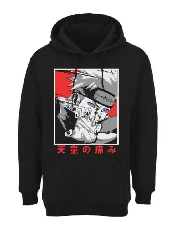 Naruto Shippuden Pain Akatsuki Clan Face Hoodie for Men – Black Pullover Sweatshirt Graphic Tee