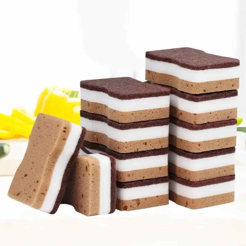 Seaweed Sand-containing Scouring Cloth High-density Sponge Wipe for Household Kitchen Dishwashing Sponge Brush Pot Washing Dish Scouring Cloth Sponge Wipe
