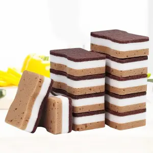 Seaweed Sand-containing Scouring Cloth High-density Sponge Wipe for Household Kitchen Dishwashing Sponge Brush Pot Washing Dish Scouring Cloth Sponge Wipe