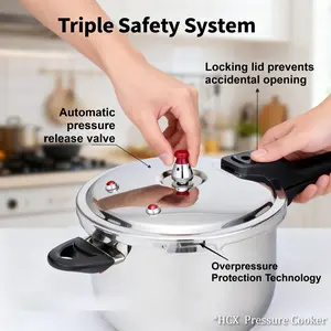 22cm Mini HCX Stainless Steel Pressure Cooker | Fast Cooking for 3-4 People | Safe Lock & Multi-Stove Compatible