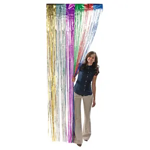 3 ft. x 8 ft. Rainbow Ready-to-Hang Metallic Foil Fringe Curtain