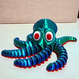3D Big Eyes Octopus - Vibrant Blue and Red Tentacles - Perfect for Kids and Collectors