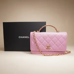 Pre-owned CHANEL Leather Shoulder Bags CC Pink Calfskin Wallet on Chain Shoulder Bag