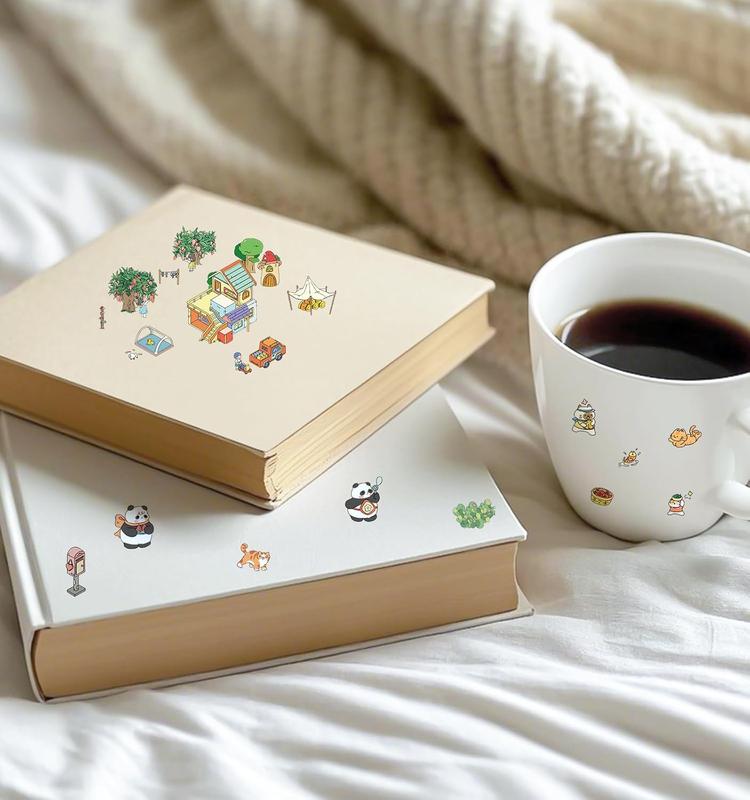 Pocket DIY 3D House Stickers, 32 Sets Fun DIY Sticker Scene Make Your Own Mini House Cute Cartoon Animal Scene Stickers for Kids Adult Sticker Art Relief Stress Pass The Time Holiday Christmas Fun