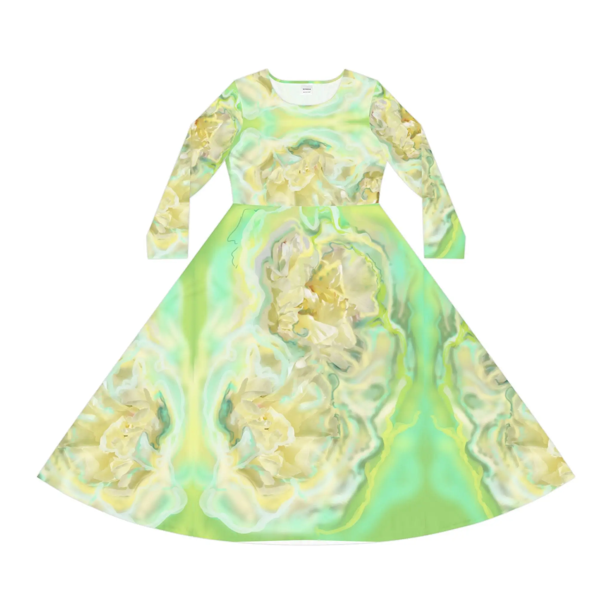 Women's Classy Printed Dance Dress with Scoop Neck, Soft Polyester Milk Silk for Stylish Movement, Chic, Female, Dance Floor, Breathable Fabric, Twirling Ready, High Cut Neck, Regular Fit
