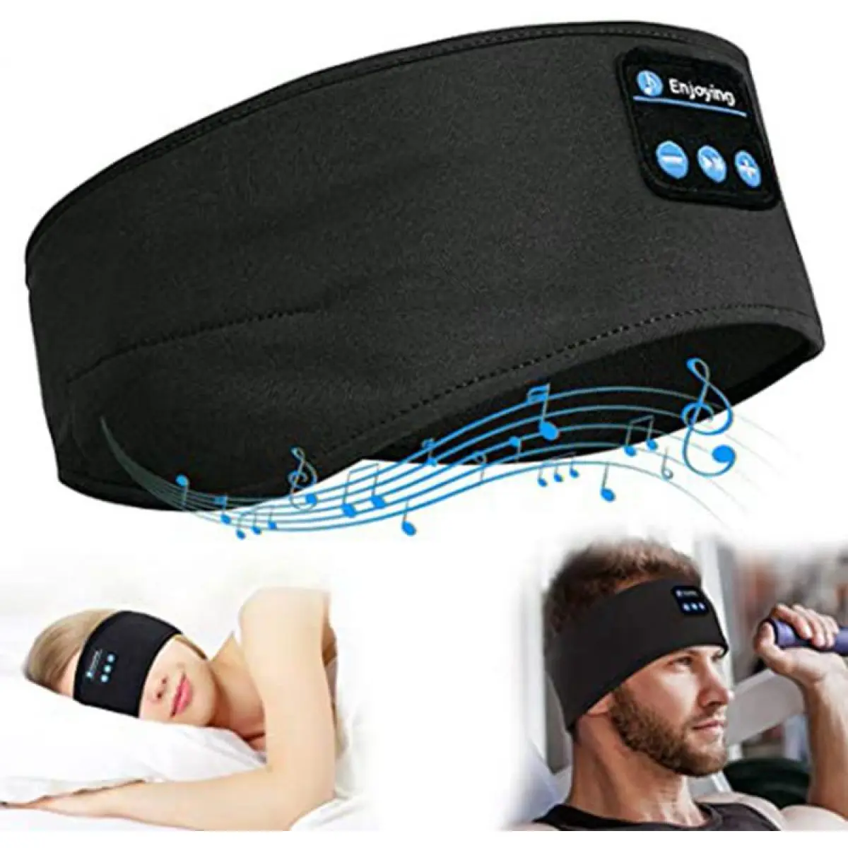 Smart Bluetooth Headband🎧| Wireless Music Headwrap with Built-in Sleep Mask😴| All-in-One Sports Headwear for Gym/Yoga/Meditation⚡| Ultra-Soft Multifunctional Headband