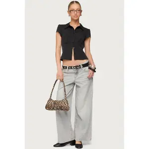 Petite Magda Acid Wash Low Rise Baggy Jeans