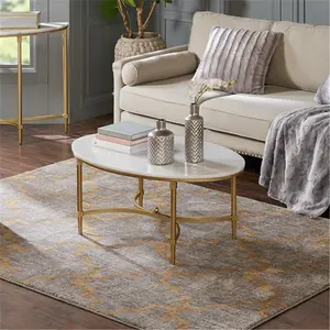 Madison Park Bordeaux Metal Marble Coffee Table - Durable Outdoor Furniture Table for Patio Use