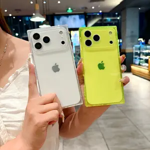 Luxury Four Corner Square Clear Soft Siicone Phone Case For iPhone 17 Air 16 15 14 Plus 13 12 11 Pro Max Crystal Ice Cube Cover