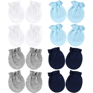 Newborn Infant Toddler Mittens No Scratch Cotton Elastic Wrist Gloves Hypoallergenic for 0-6 Months Baby Boys Girls