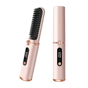 Cordless Hair Straightener Brush for Women,Portable Mini Hair Straightening Comb Styling Brush with Negative Ions,MCH Fast Heating, Hair Straightening Brush for Travel Christmas Gift