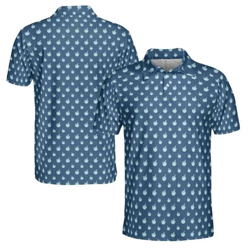 Funny Middle Finger Doodle Polo Shirt for Men