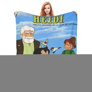 Heidi cartoon theme print flannel blanket,universal for all seasons, a must-have for home travel and camping, the perfect gift for family and friends