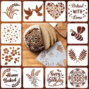 12 Pcs Stencil for Bread Artisan Bread Stencils Baking Mold Set Cook Baking Template, Cake, Pie, or Cookie Template Mold for Decorating, 12 Style