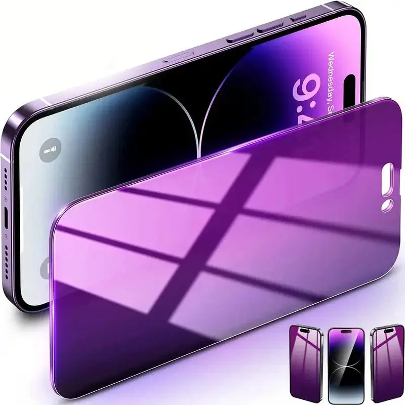 Privacy Protective Tempered Glass Screen Protector, Anti Spy Screen, 3 Pack Anti-Blue Light Filter Screen Protectors, 9H Hardness Scratch-Resistant Phone Accessories for iPhone 17/16/15/14/13/12/Pro/Max