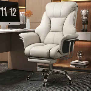 【Mother's Day】Big and Tall Office Chair 550 lbs Extra Wide Leather Executive Chair with Retractable Footrest, Heavy-Duty Ergonomic Chair, Adjustable Height Computer Gaming Chairs