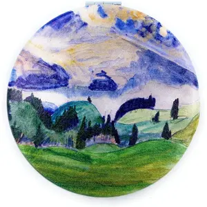 Kawaii Pretty Small Green Compact Pocket Makeup Mirror for Girls Kids Art Deco