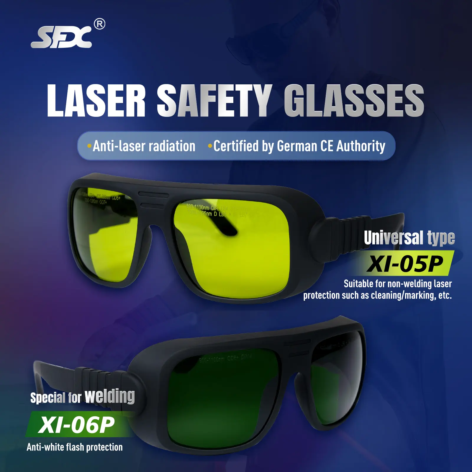 SFX Laser Safety Glasses Protective Goggles for Laser Cleaner Model : XI-05P