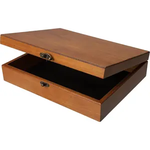 Old World Wooden Box with Brass Latch - -Style Wooden Keepsake Box for Jelry & Trinket Storage, Light Cherrywood Finish