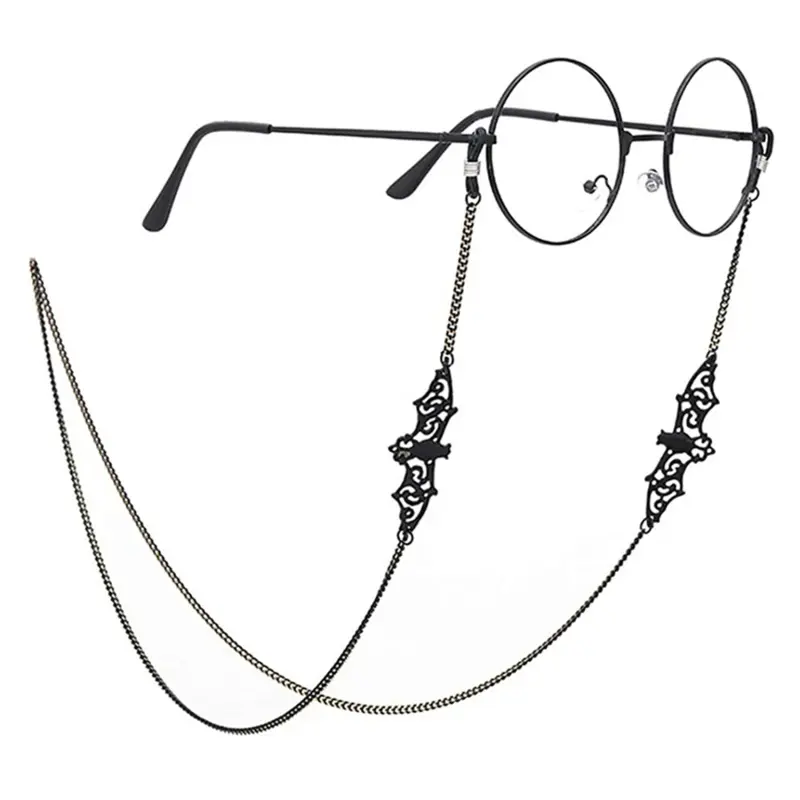Gothic Bat Motif Copper Eyewear Chain with Hollow Round Links, Anti-Lost Neck Holder for Sunglasses & Eyeglasses, Glasses Chain & Lanyards