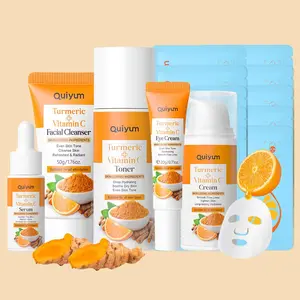 Turmeric Vitamin C Skin Care Kit, Facial Cleanser & Toner & Eye Cream & Face Cream & Serum & Mask, Moisturizing Skin Care Kit for Women & Men